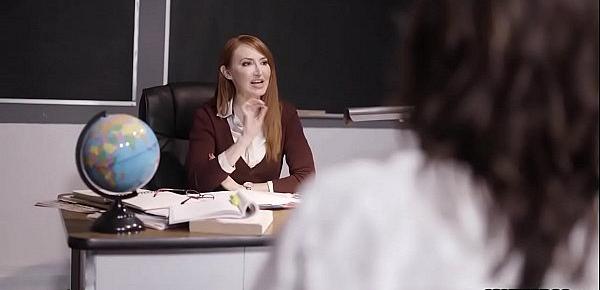  Confused blonde teen used by a stepmom and bad teacher